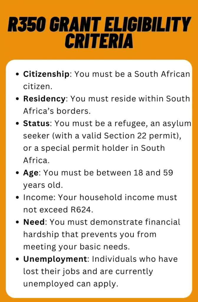 SASSA SRD R350 Grant Eligibility Criteria