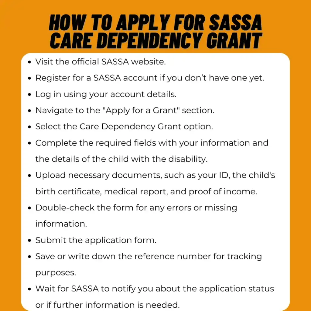 Application Process for the Care Dependency Grant